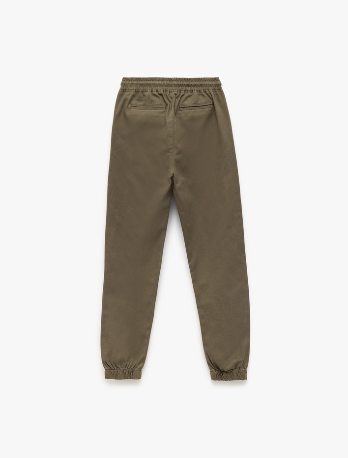 Erkek Çocuk Beli Bağcıklı Cep Detaylı Pamuklu Gabardin Jogger Pantolon