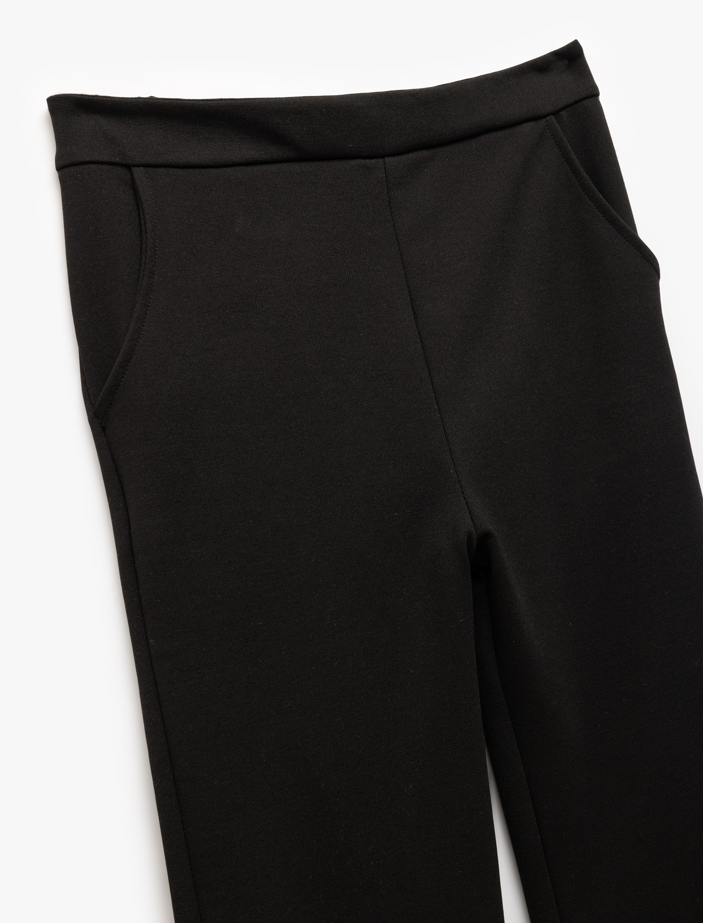  Kız Çocuk Beli Lastikli Cepli Düz Normal Paça Pantolon