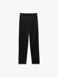 Beli Lastikli Cepli Düz Normal Paça Pantolon