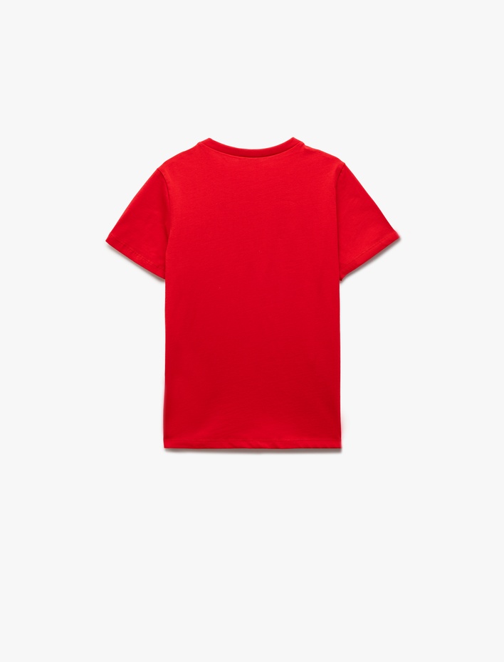 Erkek Çocuk Pamuklu Kısa Kollu Bisiklet Yaka Cumhuriyet Kabartma Baskılı Tişört