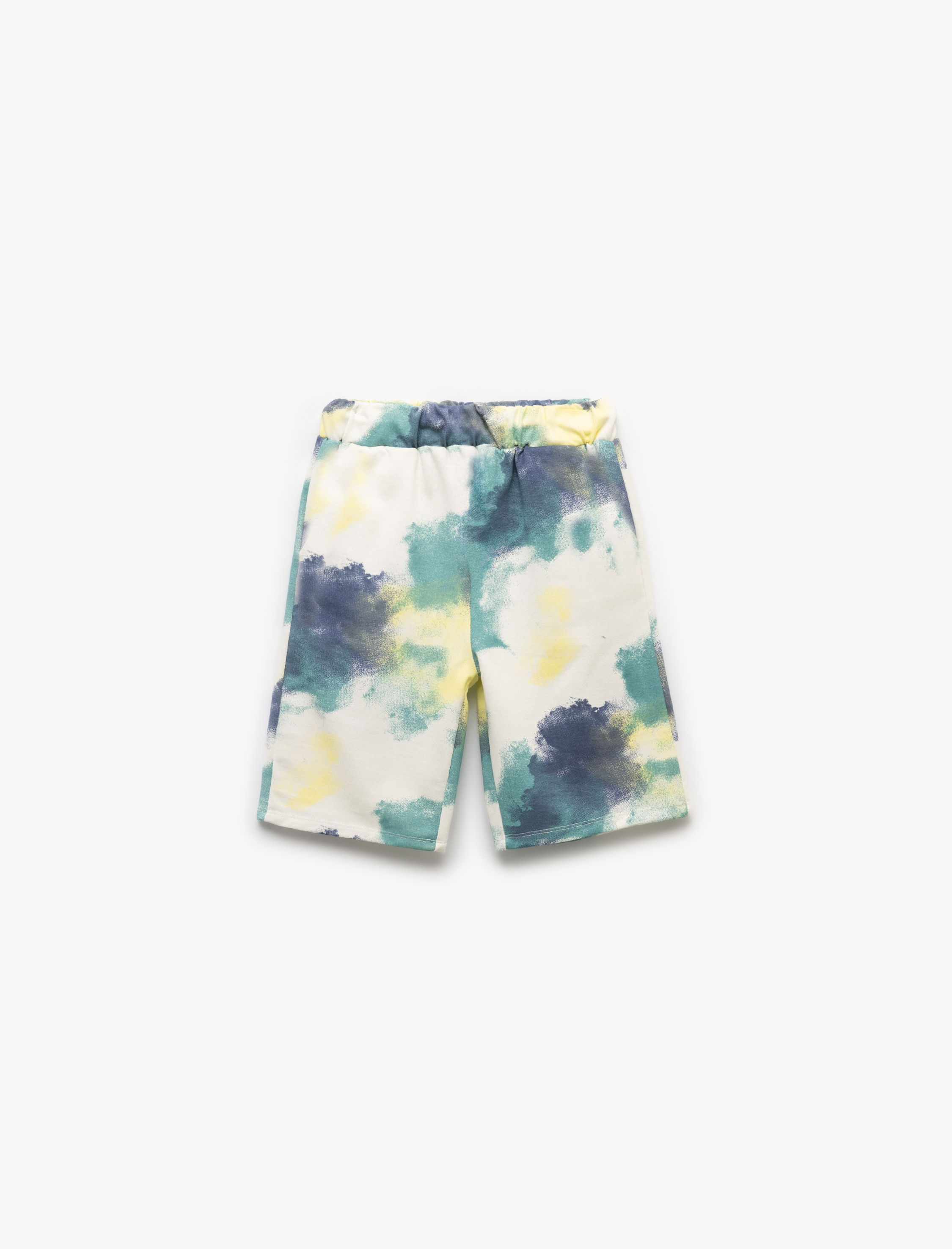  Erkek Çocuk İki İplik Beli Bağlamalı Batik Desenli Cepli Bermuda Şort