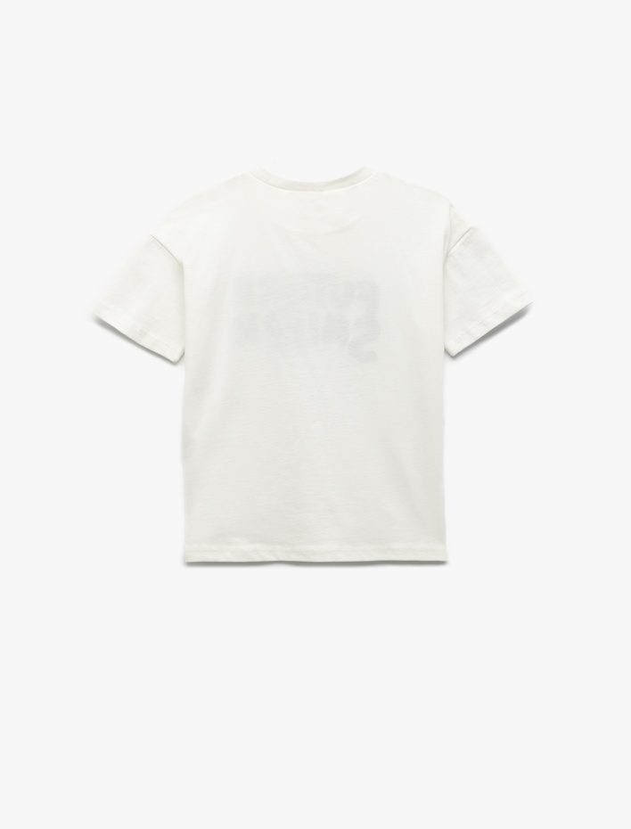 Erkek Bebek Pamuklu Kısa Kollu Bisiklet Yaka Baskılı Tişört