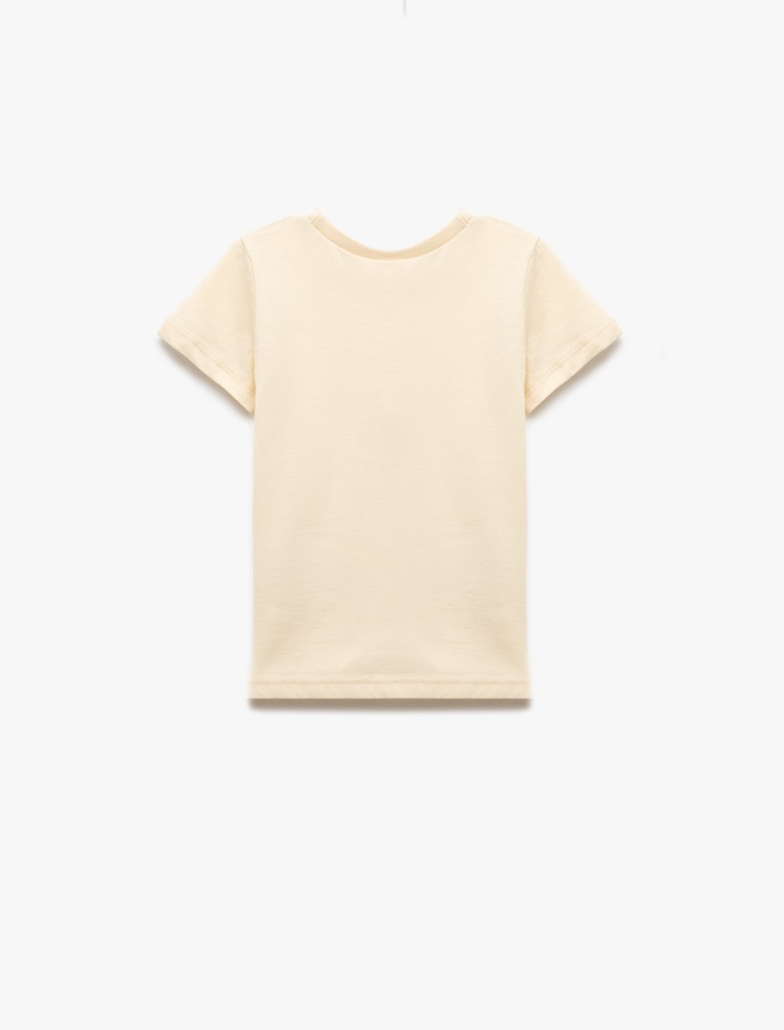 Kız Bebek Kısa Kollu Bisiklet Yaka Pamuklu Basic Tişört