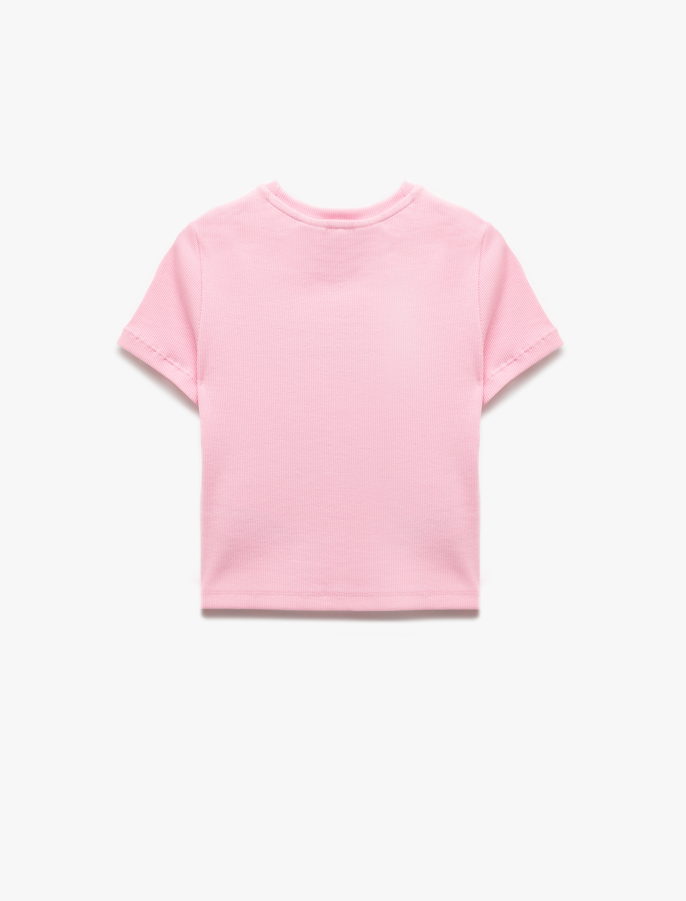  Kız Çocuk Stitch Lisanslı Bisiklet Yaka Kısa Kollu Pamuklu Baskılı Crop Tişört