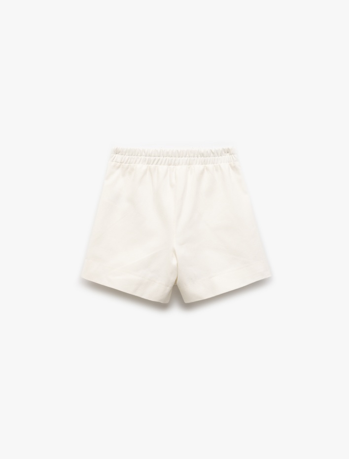 Kız Çocuk Gabardin Pamuklu Düğme Detaylı Yırtmaçlı Mini Şort Etek