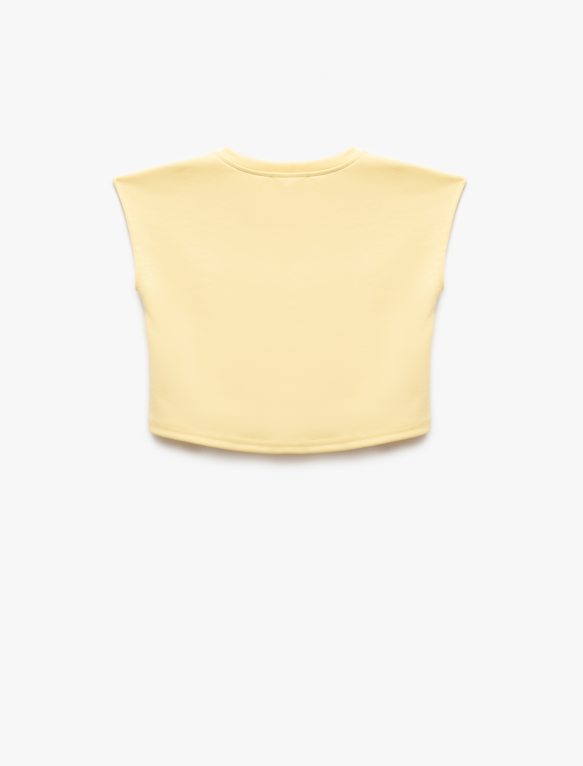  Kız Çocuk Viskon Karışımlı Biyeli Kolsuz Bisiklet Yaka Basic Crop Tişört