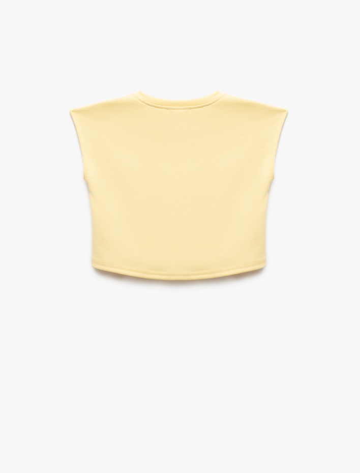 Kız Çocuk Viskon Karışımlı Biyeli Kolsuz Bisiklet Yaka Basic Crop Tişört