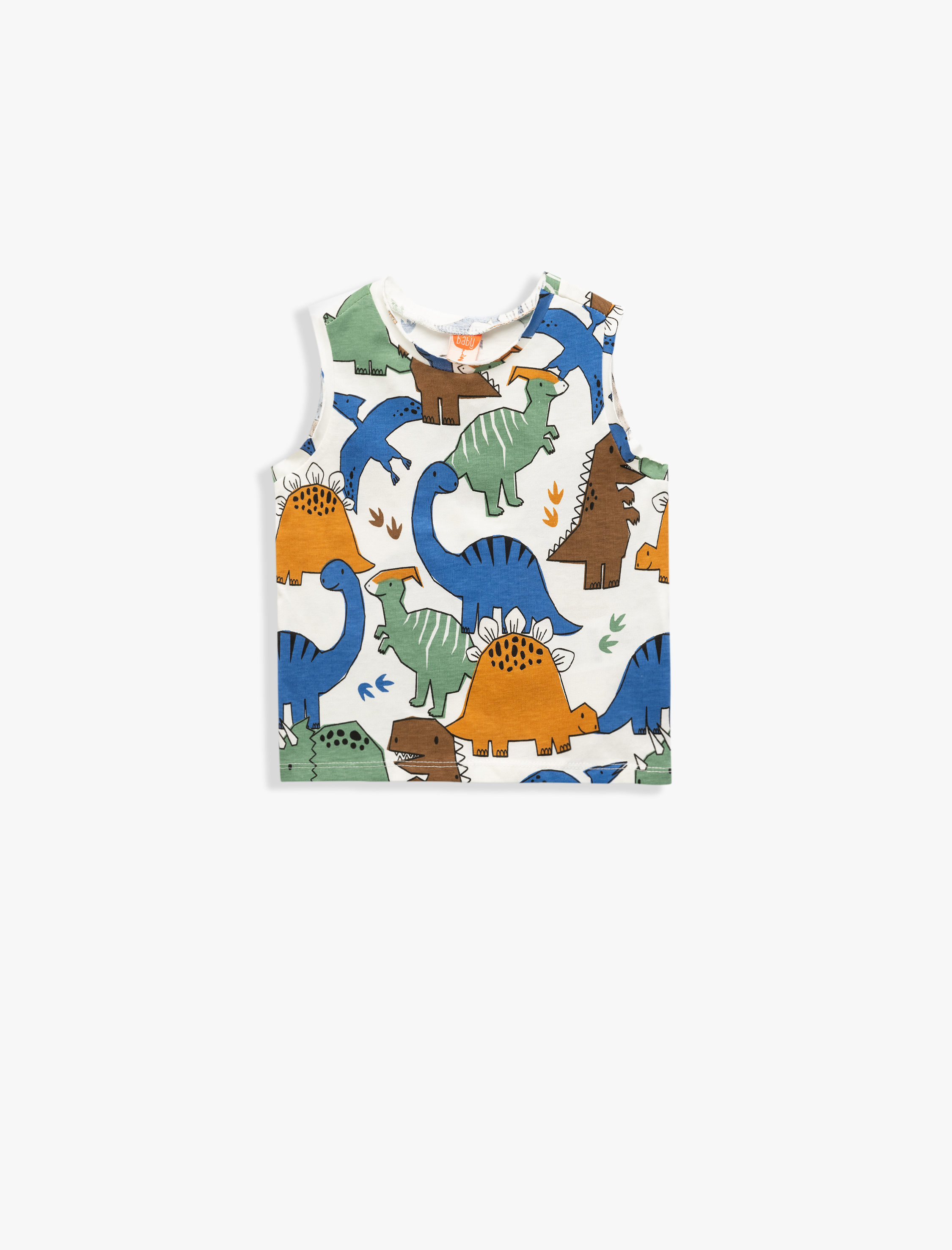  Erkek Bebek Pamuklu Bisiklet Yaka Kolsuz Baskılı 2'li Tişört Seti