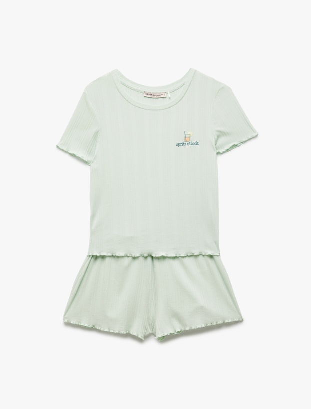 Kaşkorse Modal Kumaş Kısa Kollu Şortlu Pijama Takımı_3