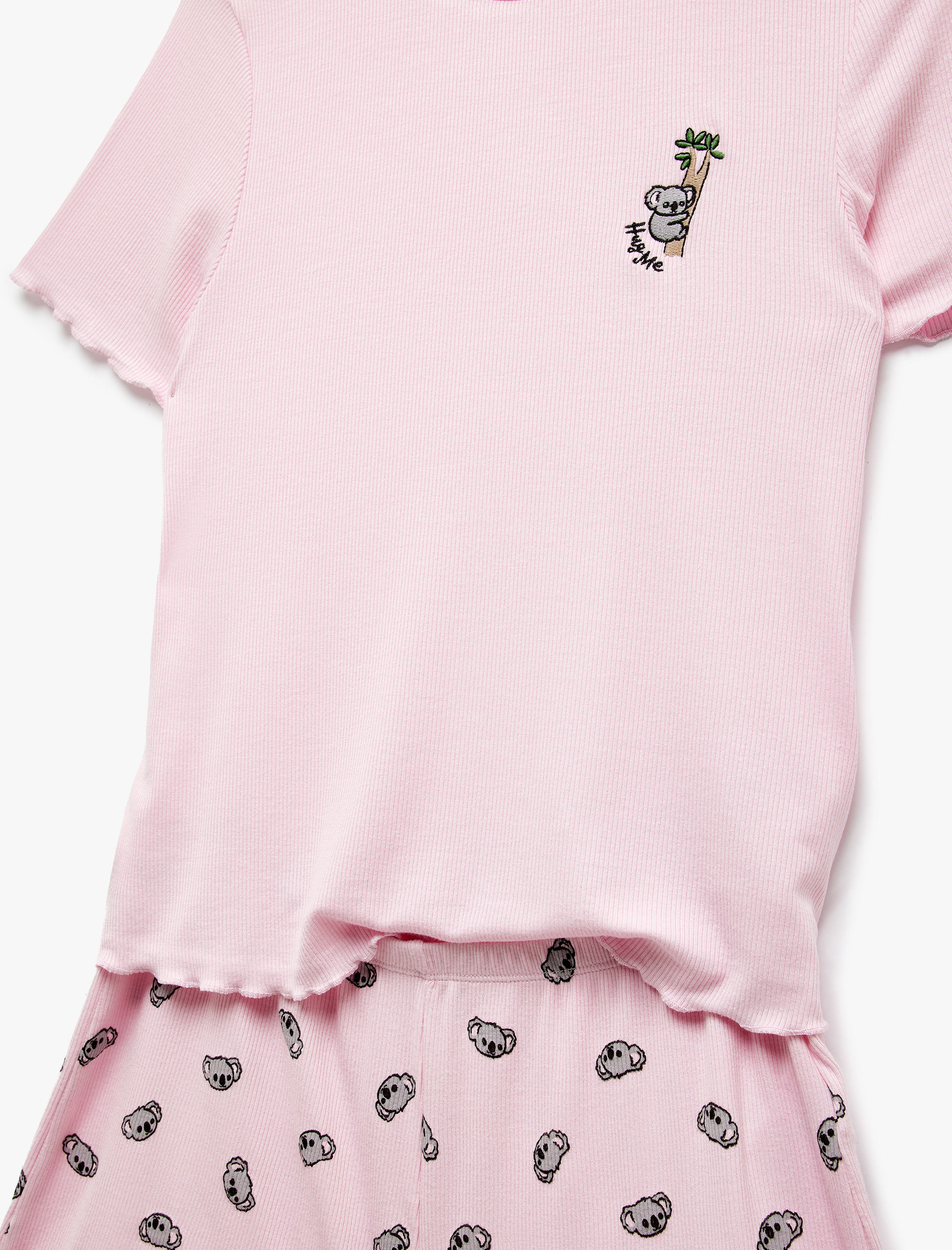   Viskon Bisiklet Yaka Koala Baskılı Şortlu Pijama Takımı