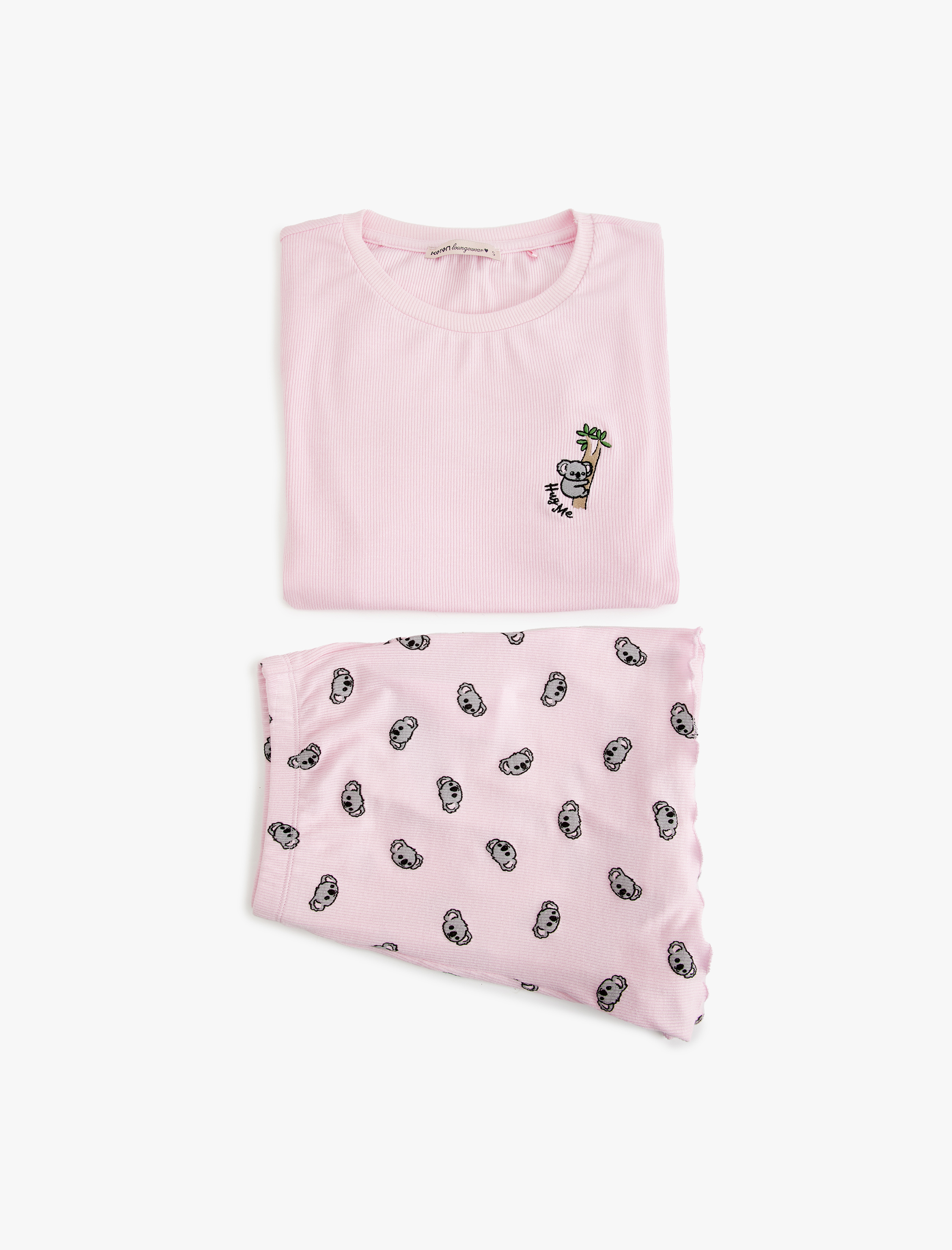   Viskon Bisiklet Yaka Koala Baskılı Şortlu Pijama Takımı