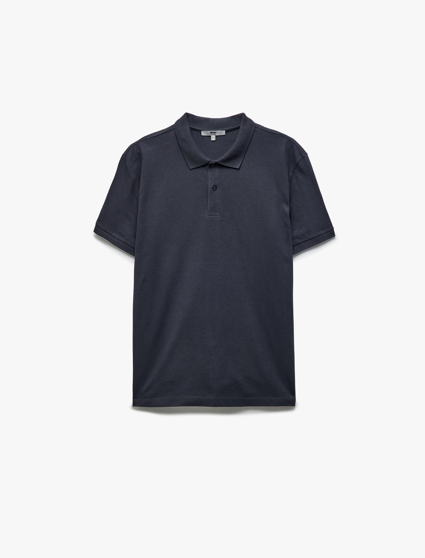   Kısa Kollu Pamuklu Pike Kumaş Polo Yaka Slim Fit Tişört