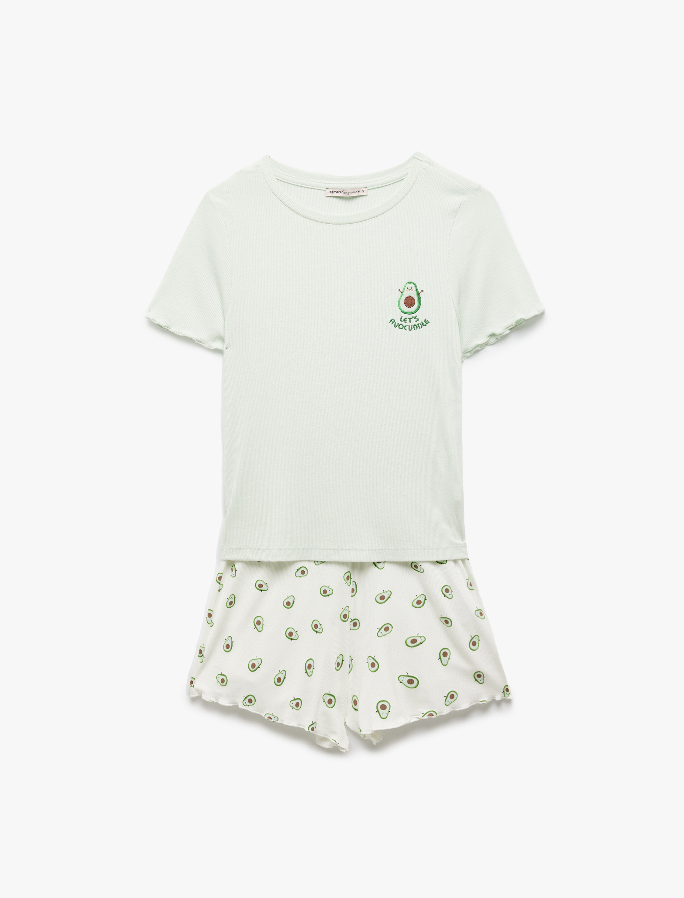   Viskon Avokado Baskılı Şortlu Pijama Takımı