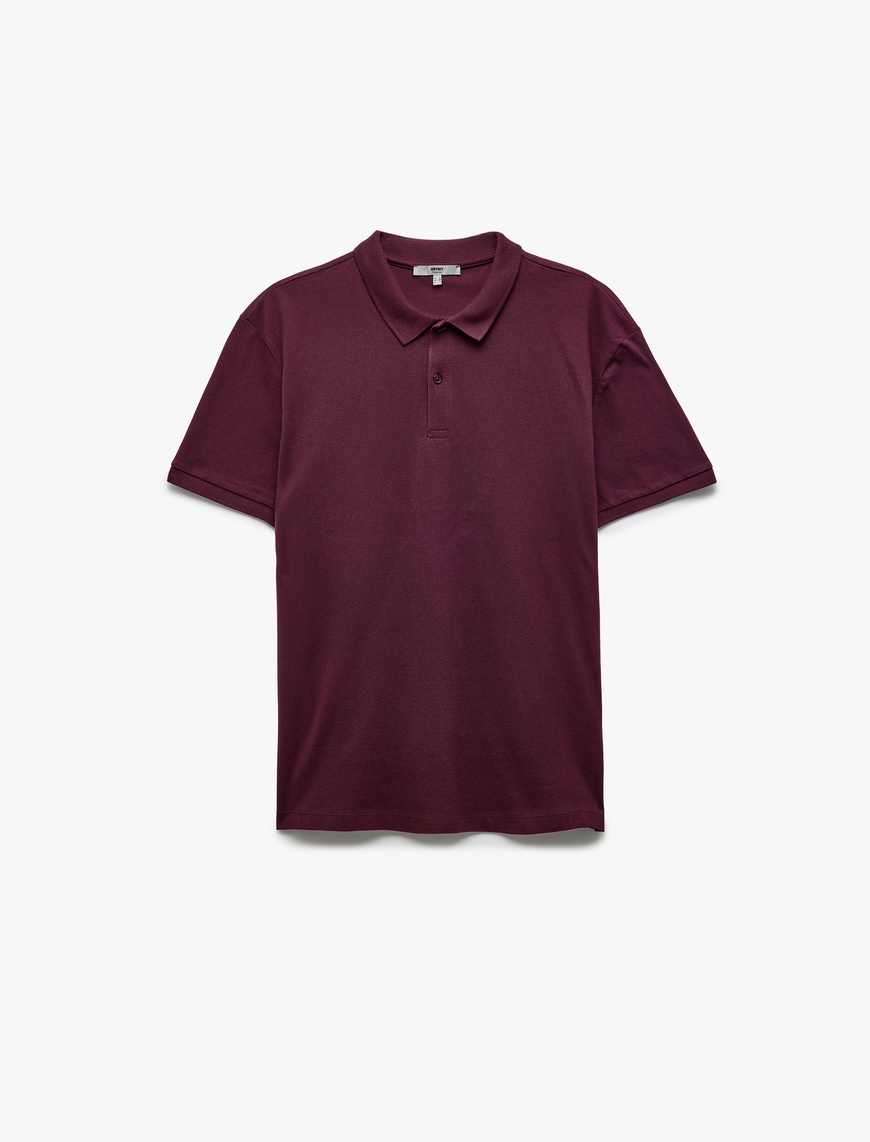   Kısa Kollu Pamuklu Pike Kumaş Polo Yaka Slim Fit Tişört