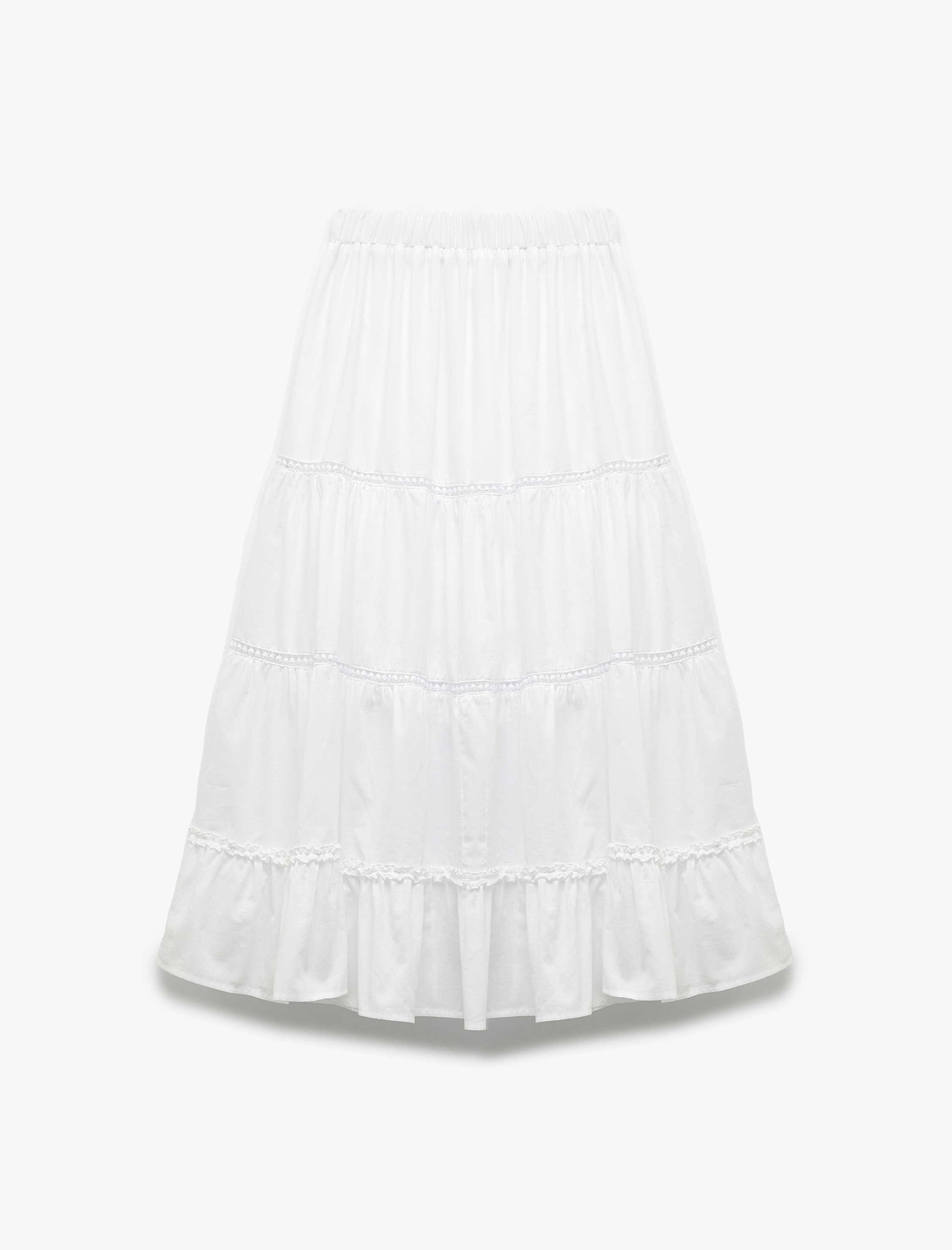   Katlı Rahat Kalıp Beli Lastikli A Kesim Midi Etek