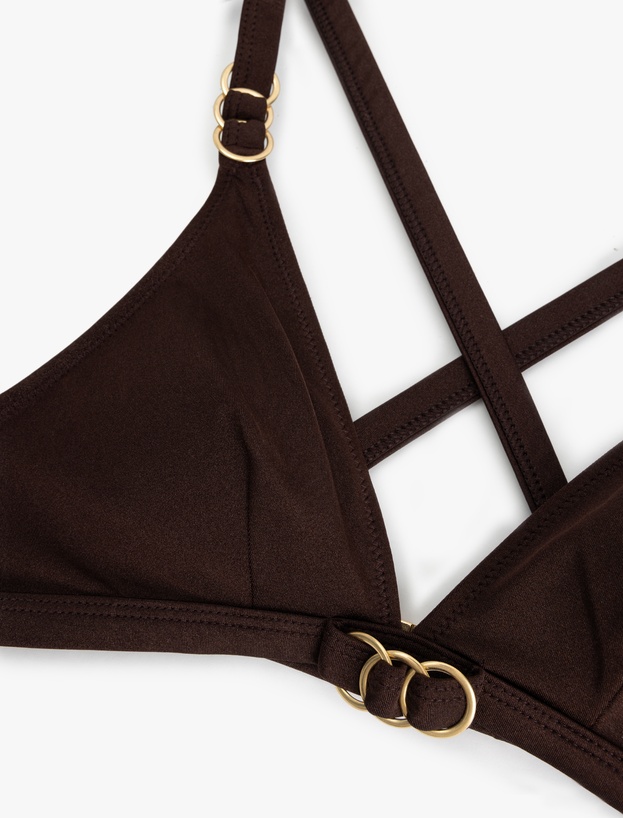 Aksesuar Detaylı Arkası Çapraz Askılı Üçgen Bikini_4