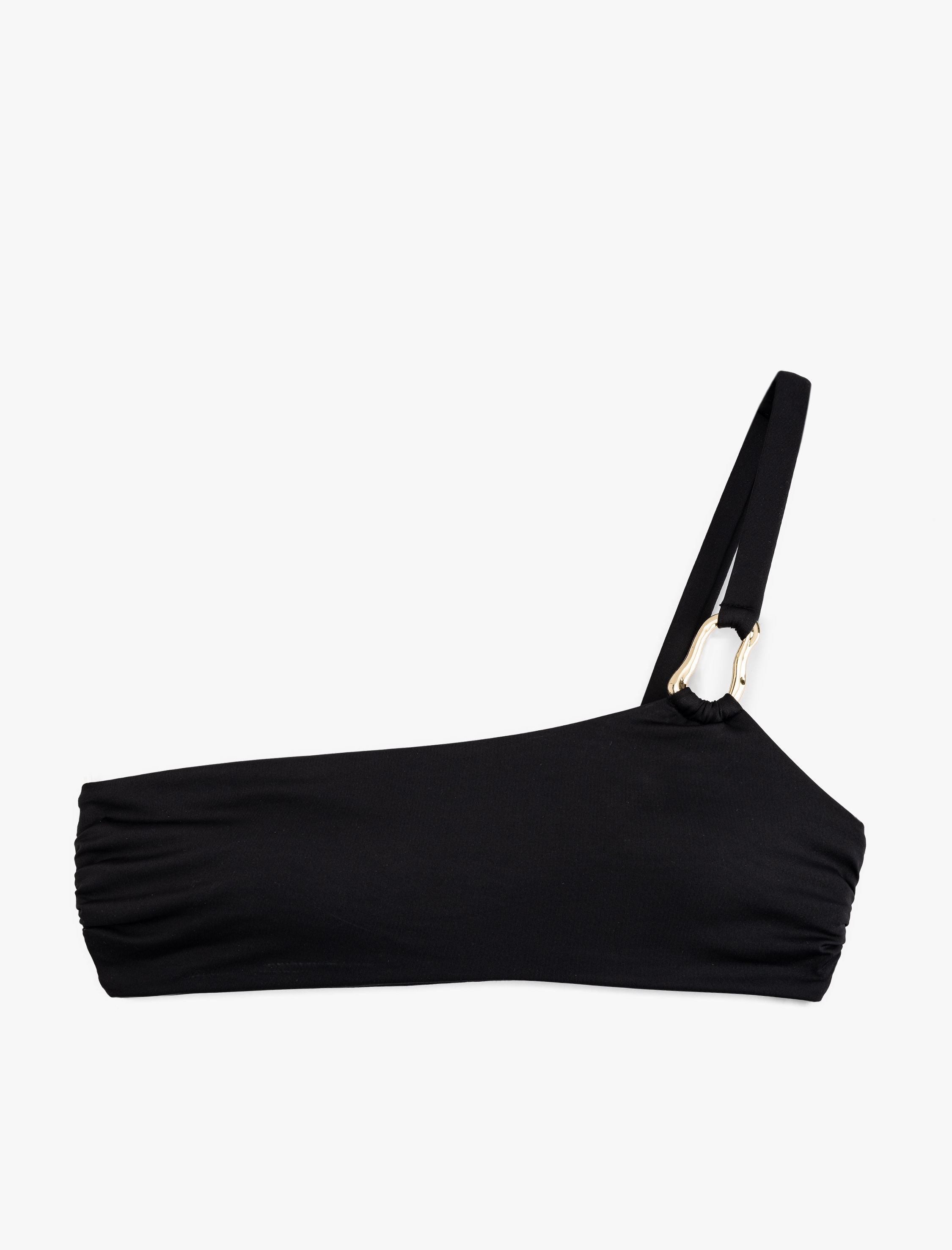   Hafif Destekli Metal Aksesuarlı Tek Omuz Bikini Üstü