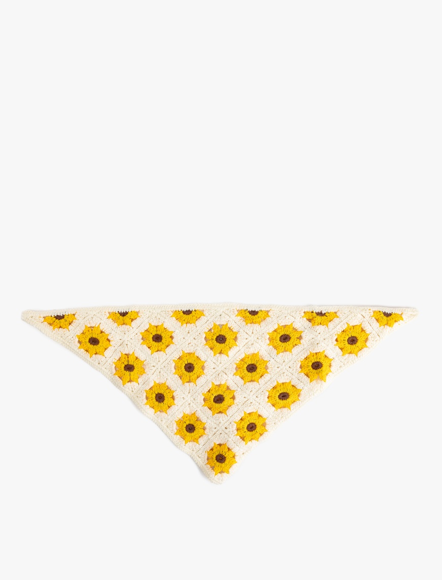  Kadın Kroşe Çiçekli Üçgen Bandana