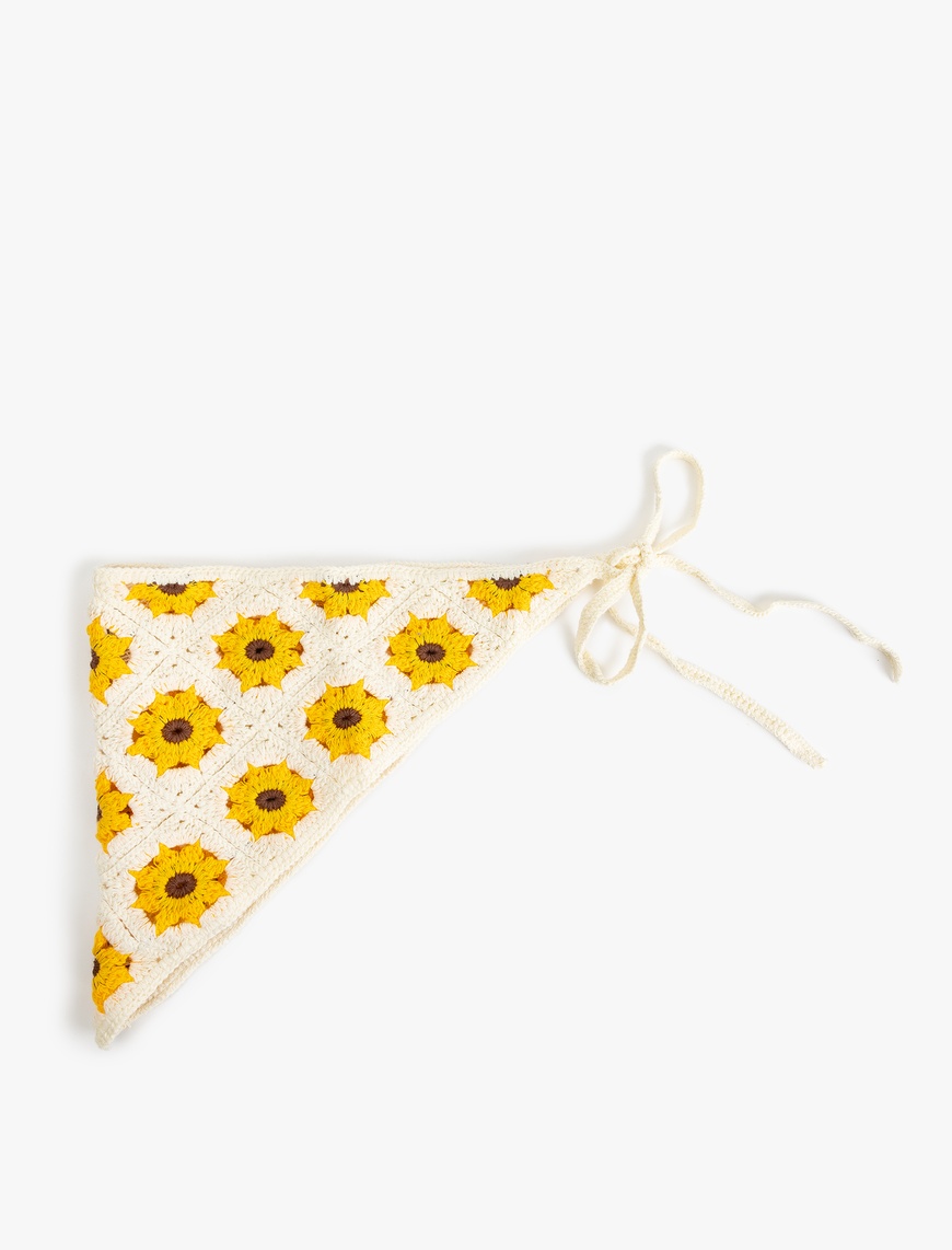  Kadın Kroşe Çiçekli Üçgen Bandana