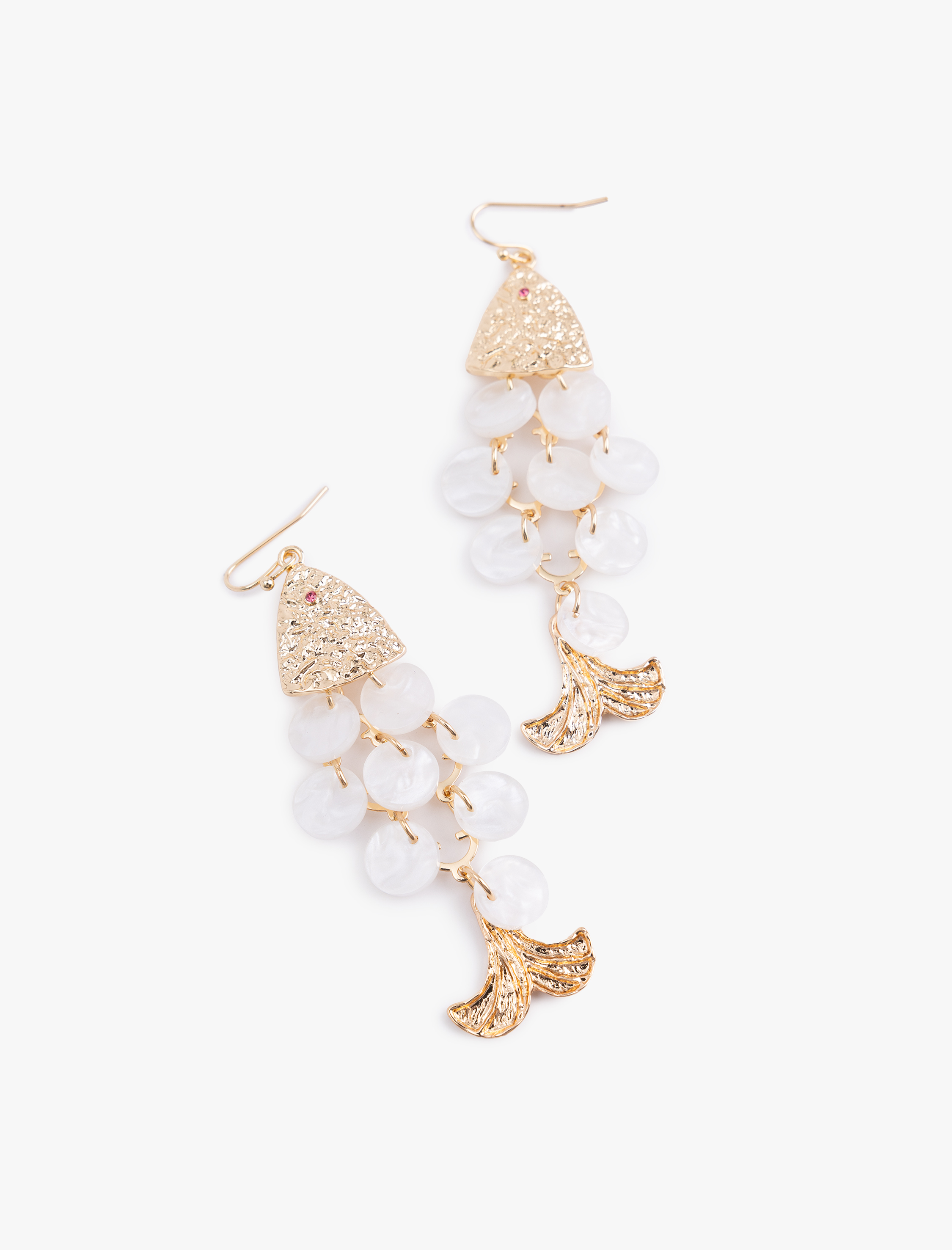  Kadın Boncuk Detaylı Sallantılı Balık Küpe