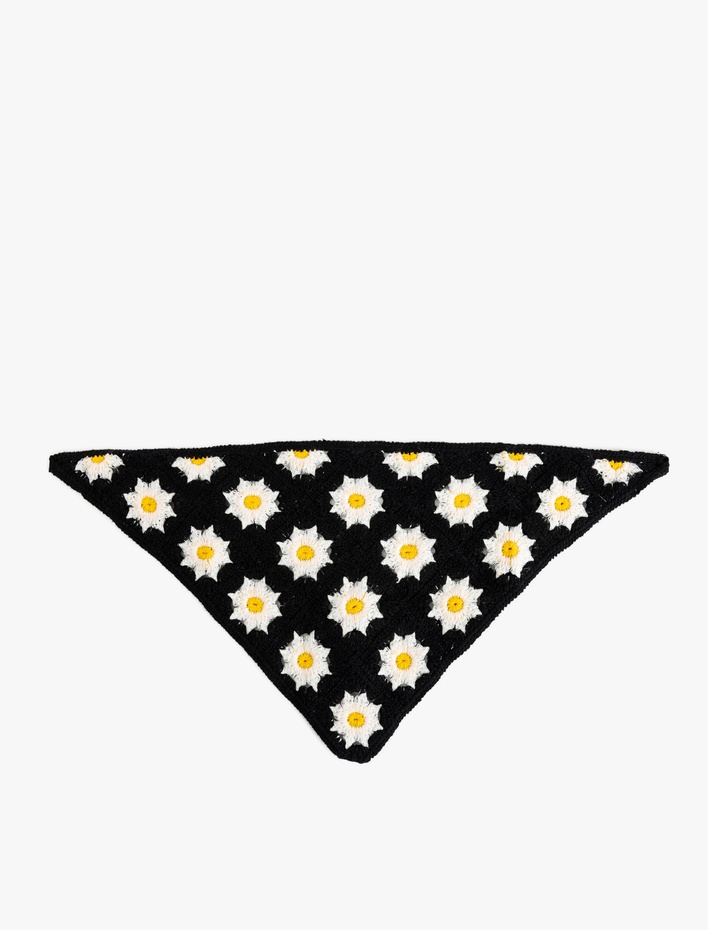 Kadın Kroşe Çiçekli Üçgen Bandana