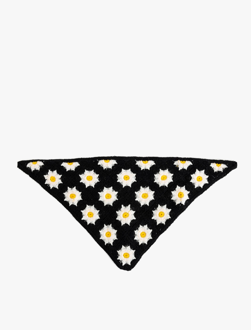  Kadın Kroşe Çiçekli Üçgen Bandana