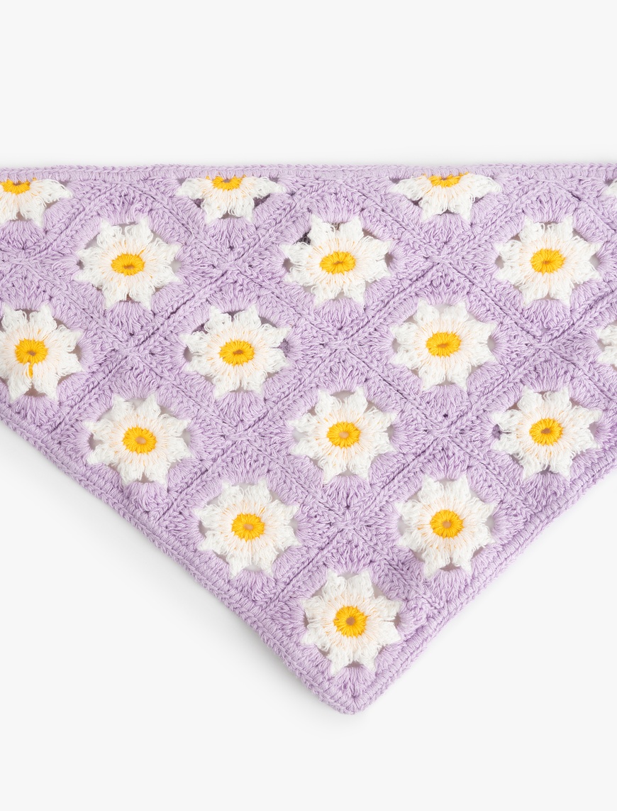  Kadın Kroşe Çiçekli Üçgen Bandana