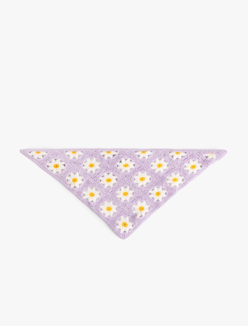  Kadın Kroşe Çiçekli Üçgen Bandana