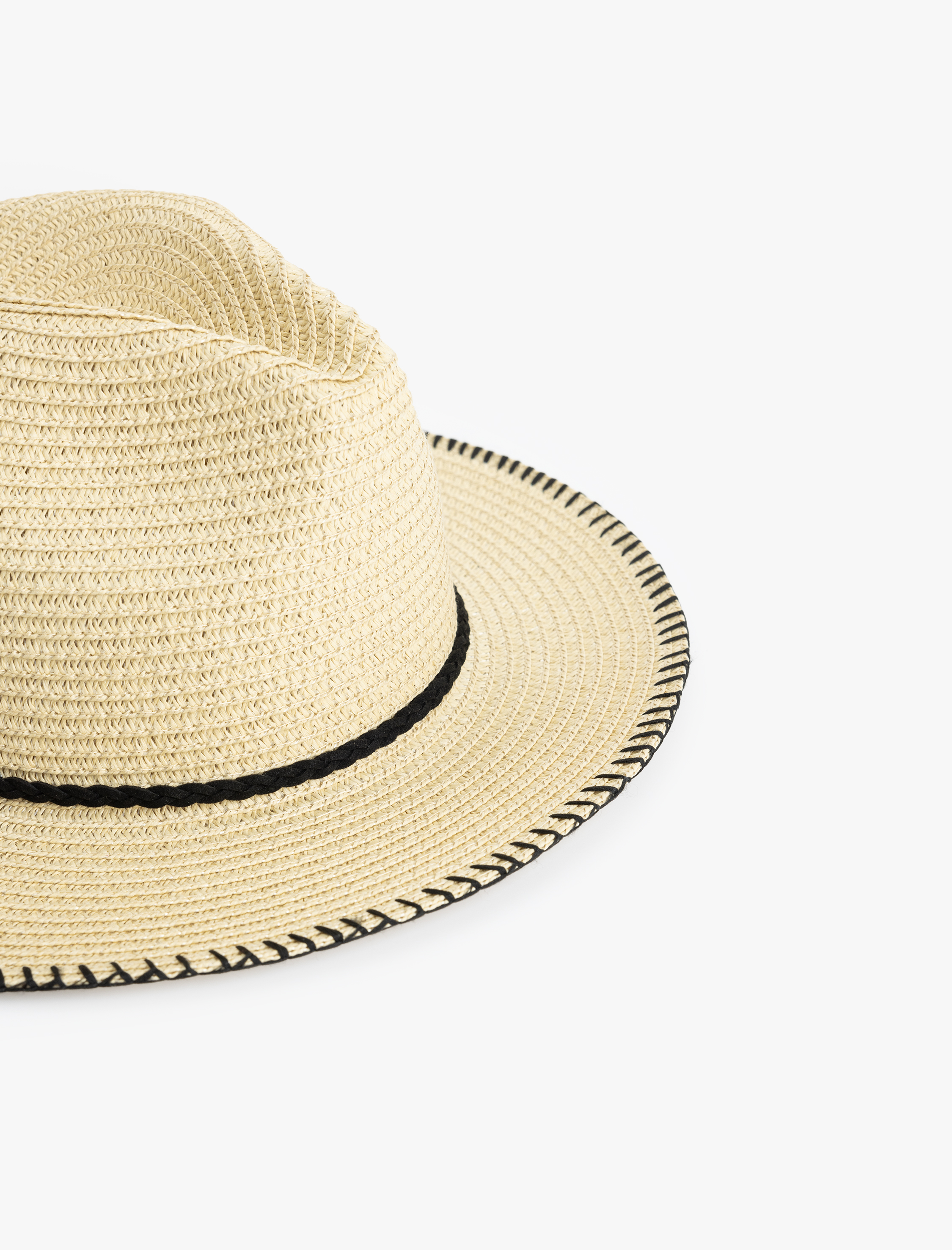  Kadın Dikiş Detaylı Hasır Şapka