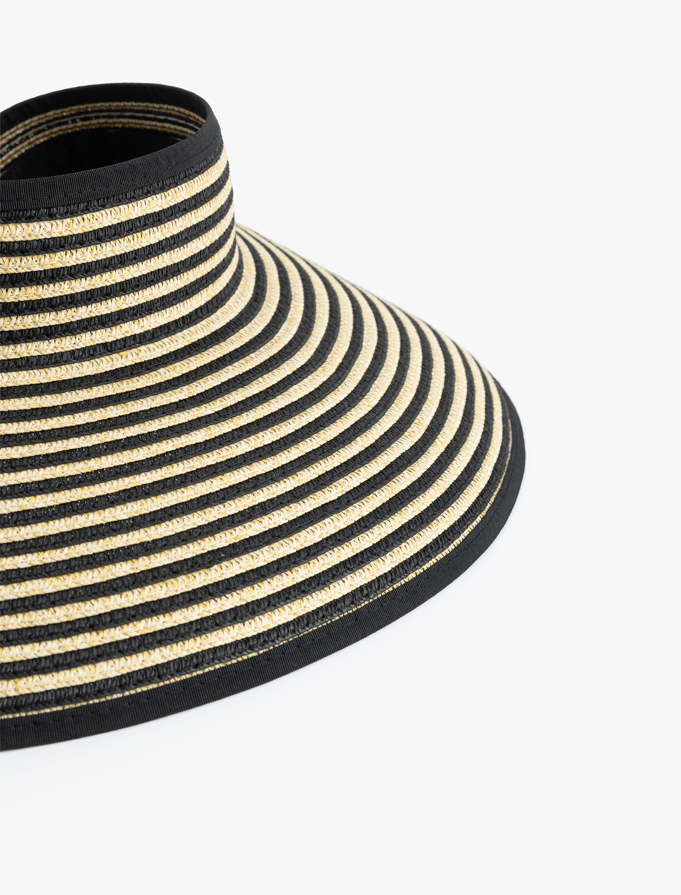  Kadın Büyük Çizgili Hasır Vizör Şapka