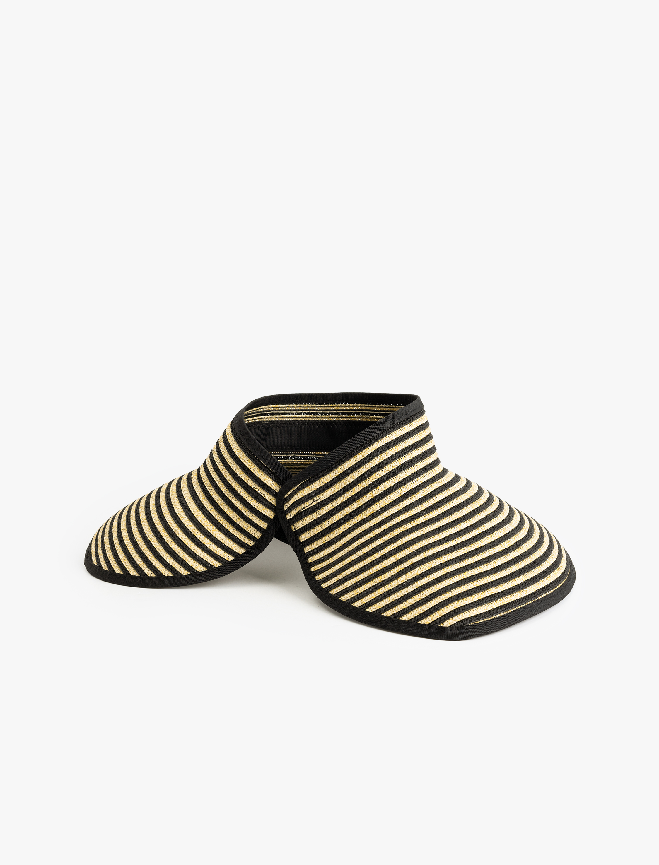  Kadın Büyük Çizgili Hasır Vizör Şapka