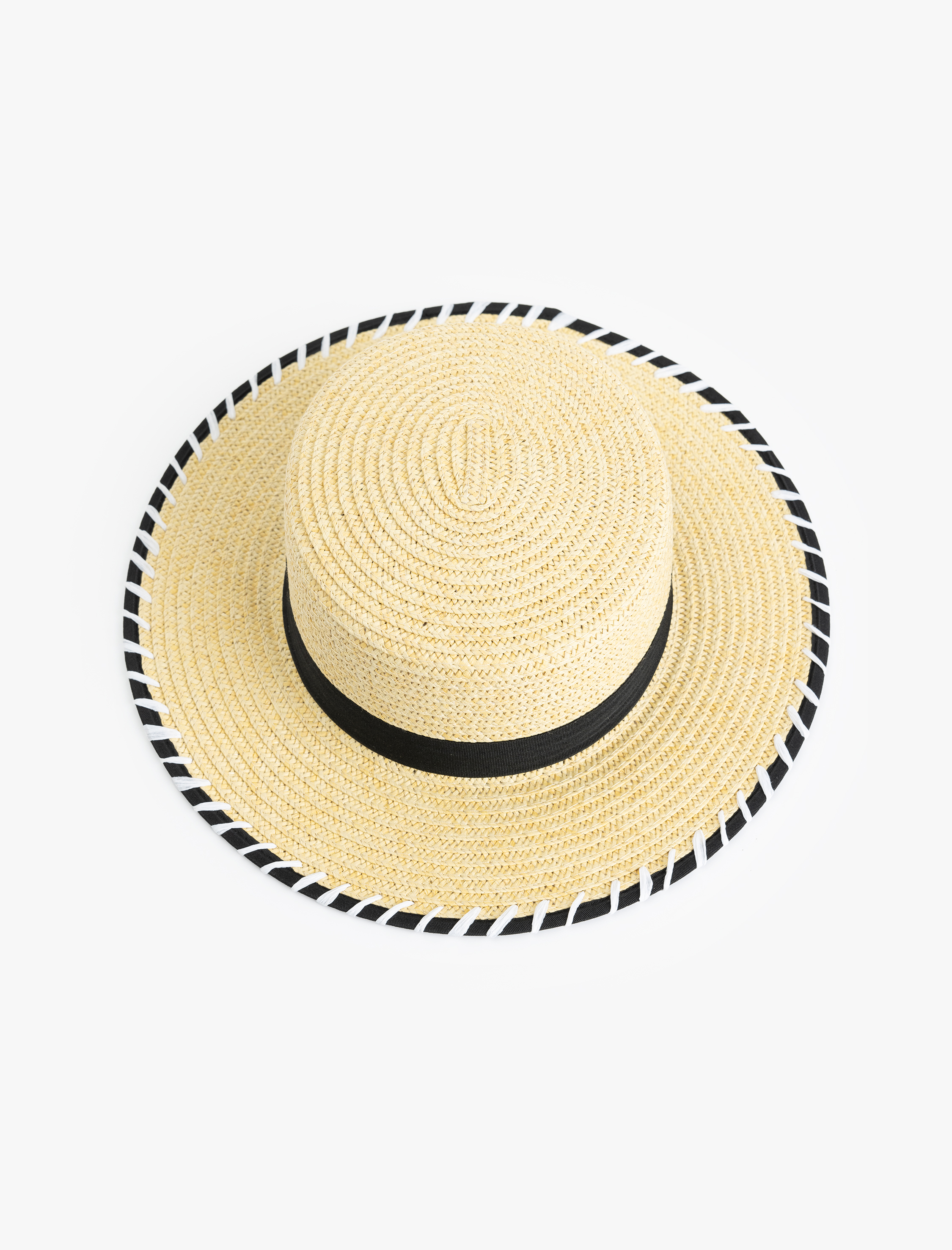  Kadın Bant Detaylı Hasır Şapka