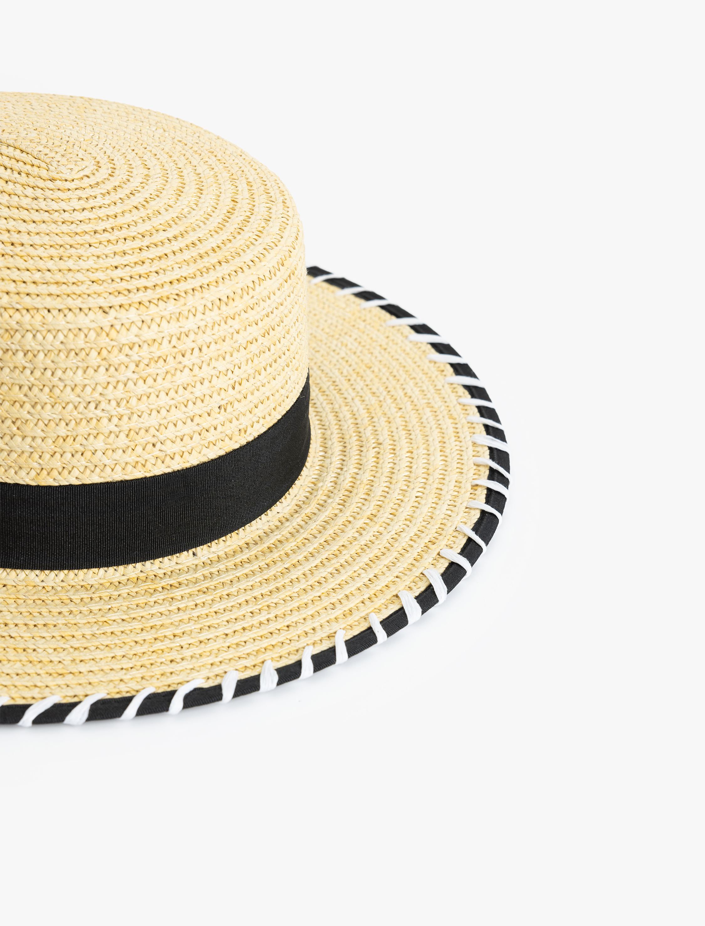  Kadın Bant Detaylı Hasır Şapka