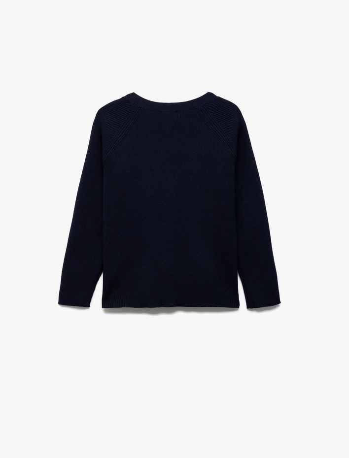 Kız Çocuk V Yaka Uzun Kollu Düğmeli Triko Okul Hırkası