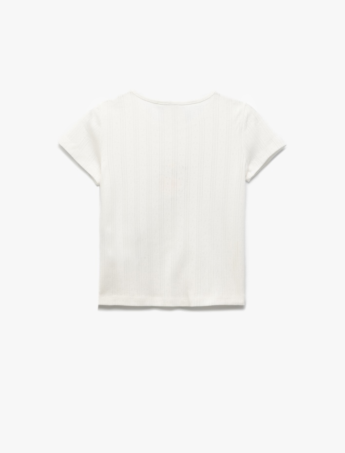 Kız Bebek Pamuklu Bisiklet Yaka Kısa Kollu Baskılı Tişört