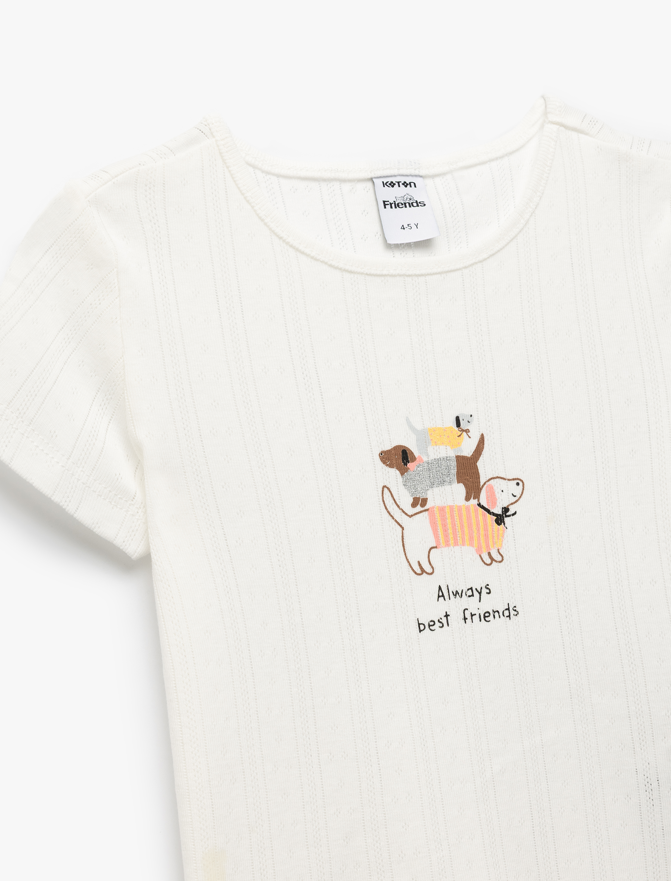  Kız Bebek Pamuklu Bisiklet Yaka Kısa Kollu Baskılı Tişört