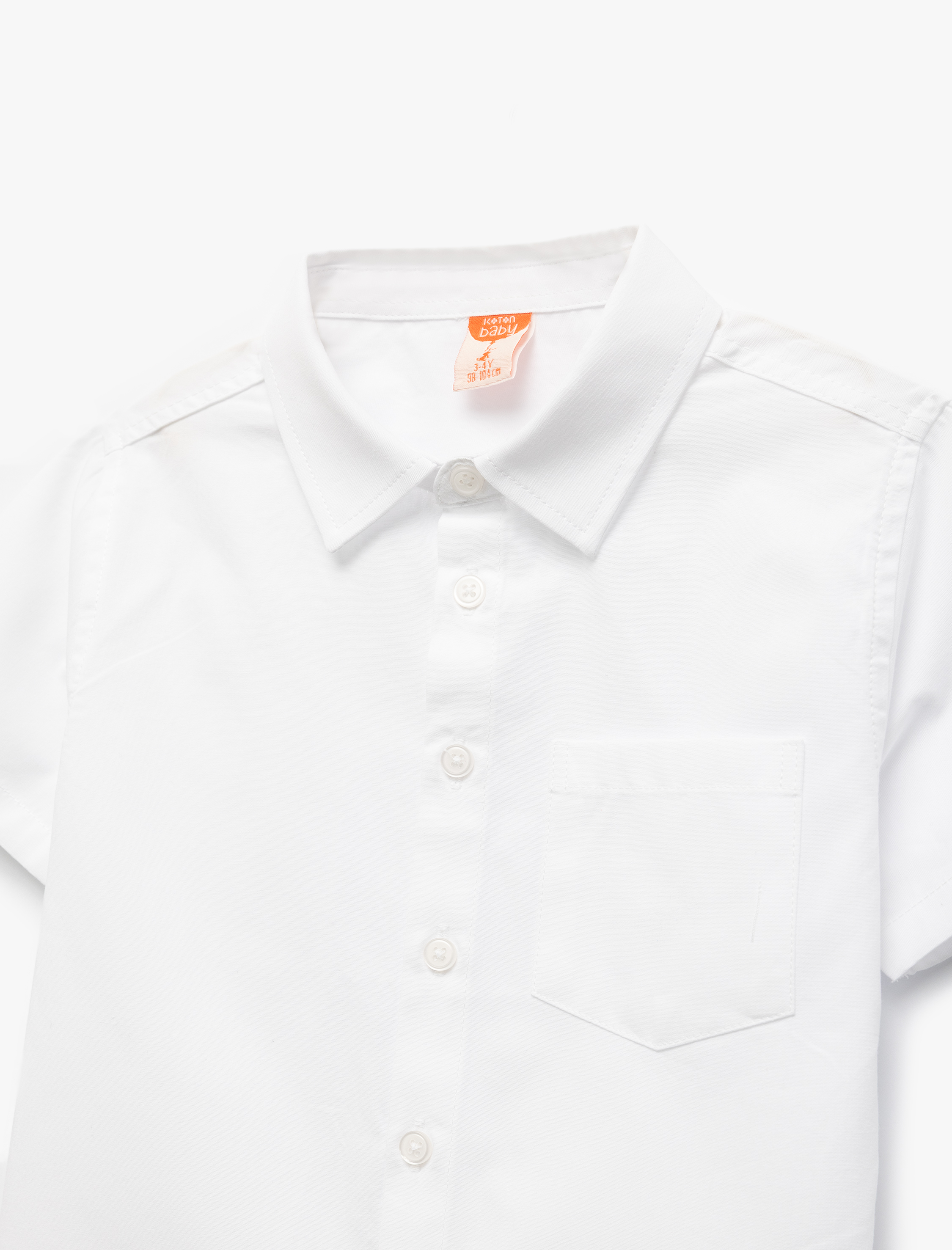  Erkek Bebek Kısa Kollu Cep Detaylı Düğmeli Pamuklu Gömlek