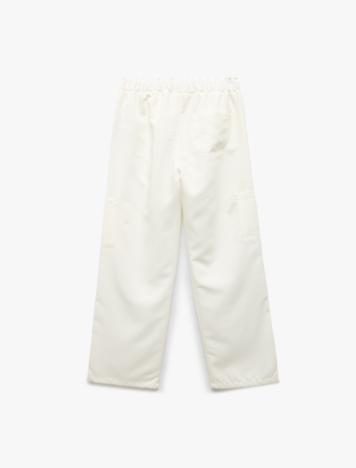 Kız Çocuk Viskon Karışımlı Cepli Bol Kalıp Kargo Pantolon