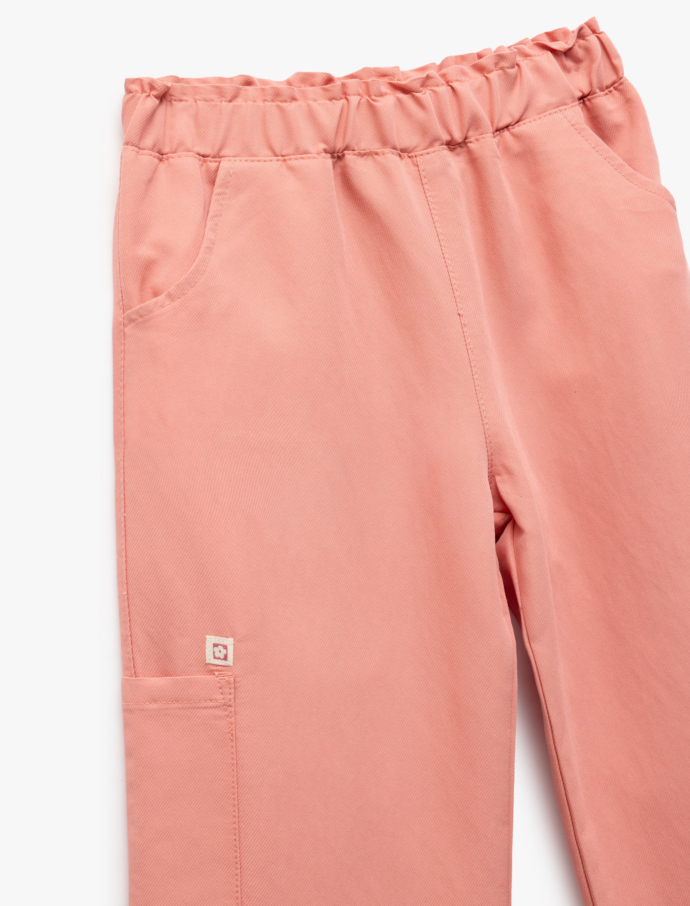  Kız Çocuk Viskon Karışımlı Cepli Bol Kalıp Kargo Pantolon