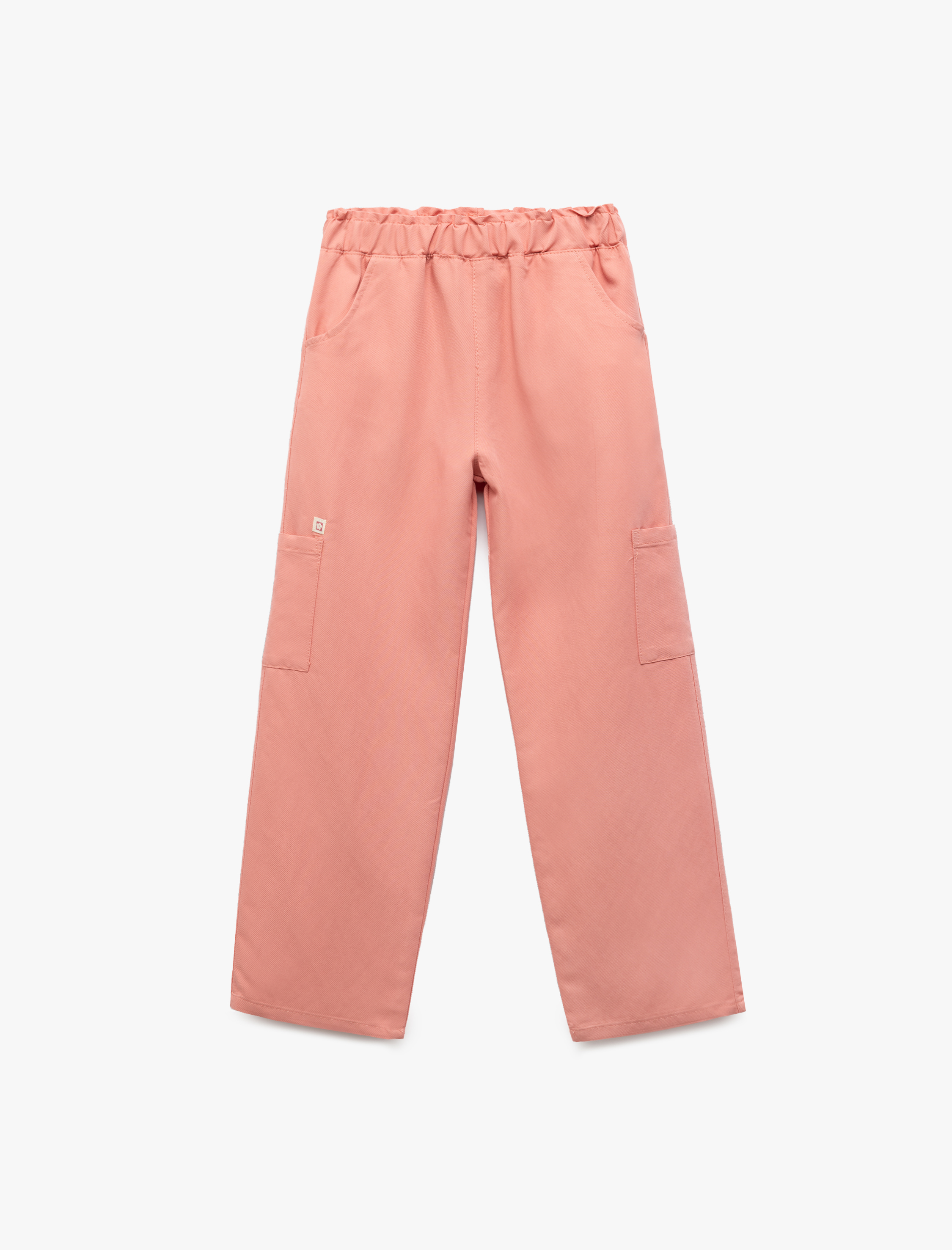  Kız Çocuk Viskon Karışımlı Cepli Bol Kalıp Kargo Pantolon