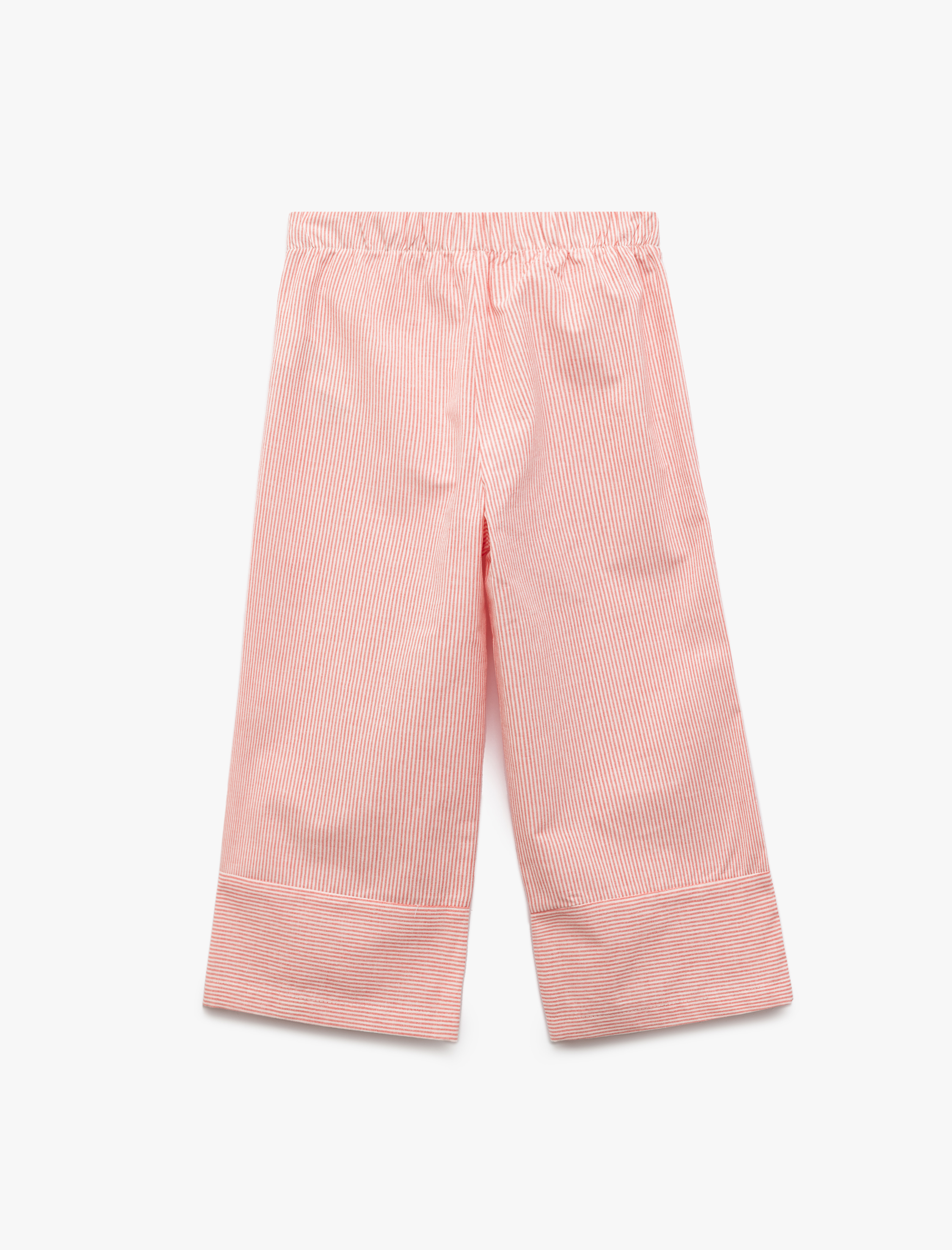  Kız Bebek Çizgili Pamuklu Beli Lastikli Bol Kalıp Geniş Paça Pantolon