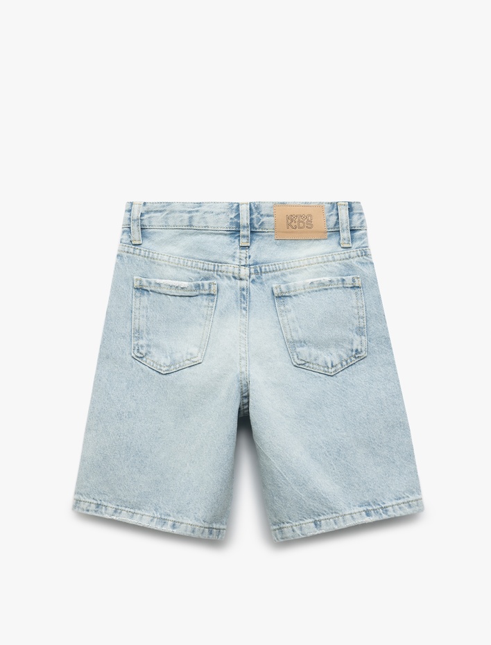 Kız Çocuk Pamuklu Regular Fit Denim Kapri Şort