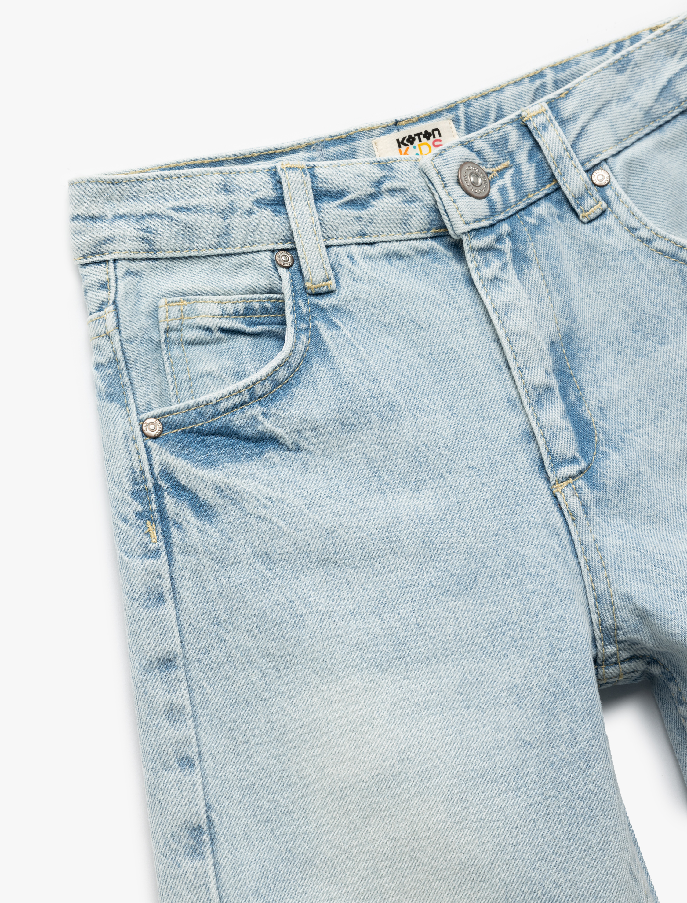  Kız Çocuk Pamuklu Regular Fit Denim Kapri Şort