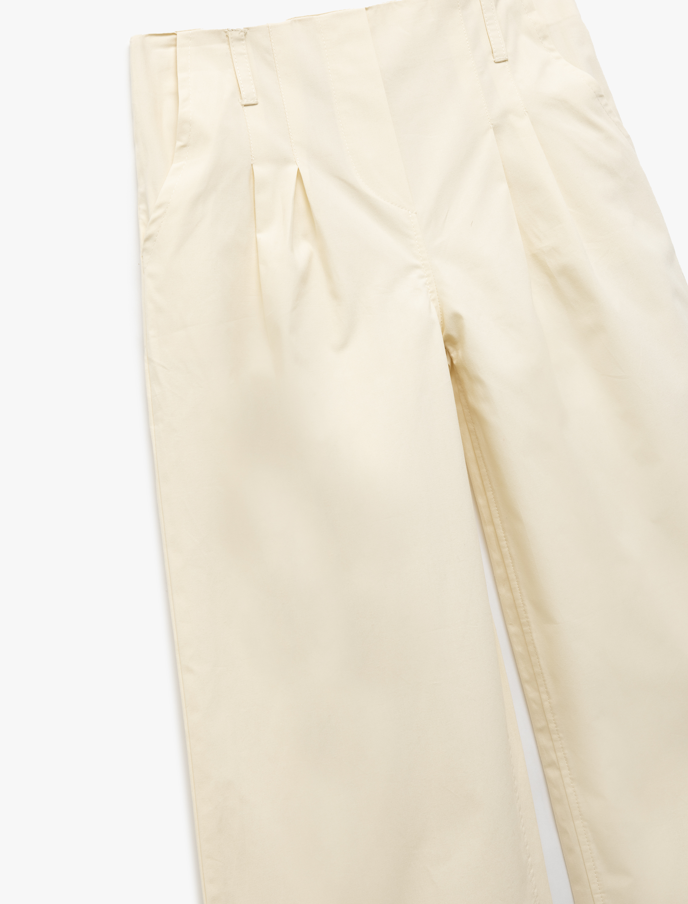  Kız Çocuk Pamuklu Pileli Cep Detaylı Geniş Paça Pantolon