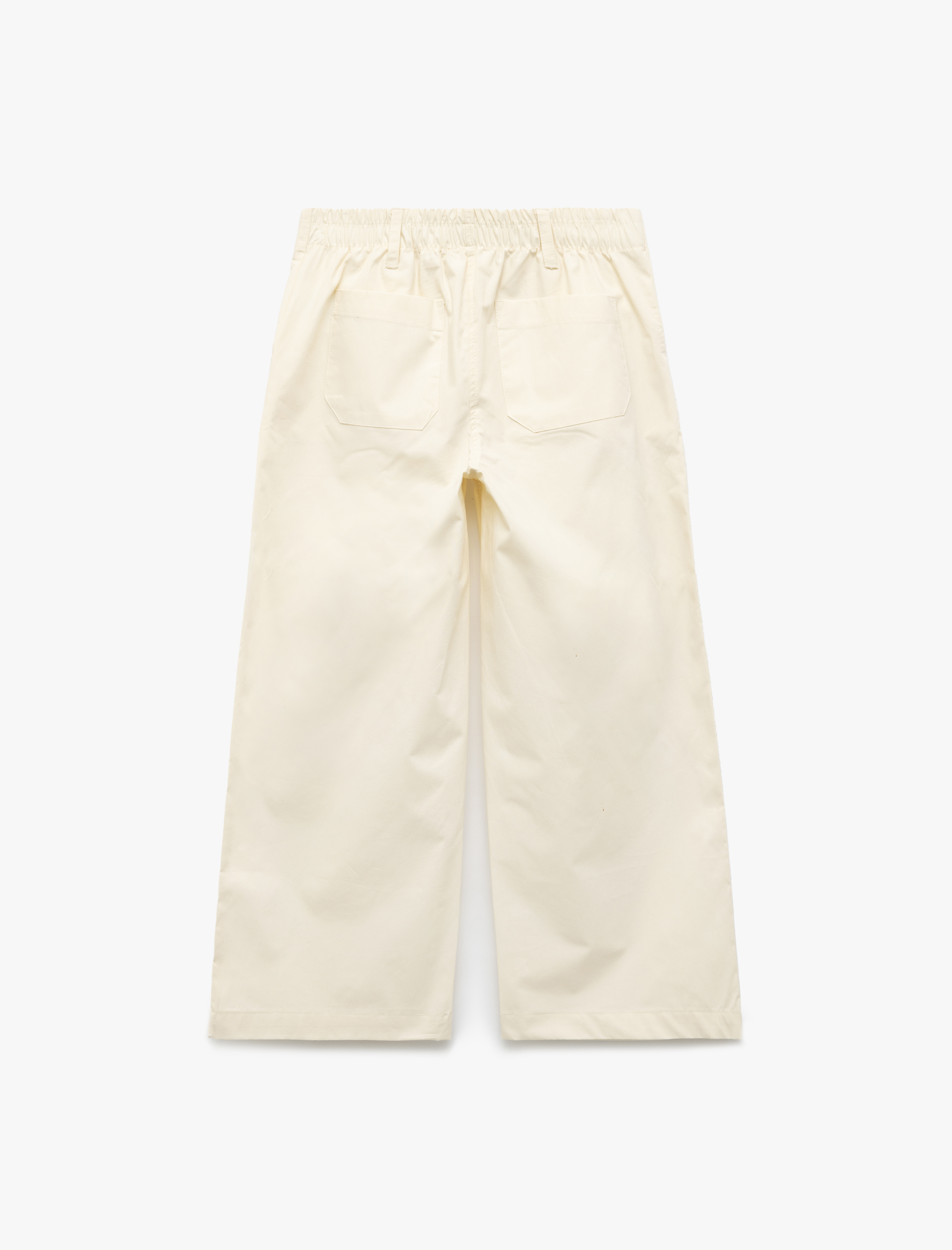  Kız Çocuk Pamuklu Pileli Cep Detaylı Geniş Paça Pantolon