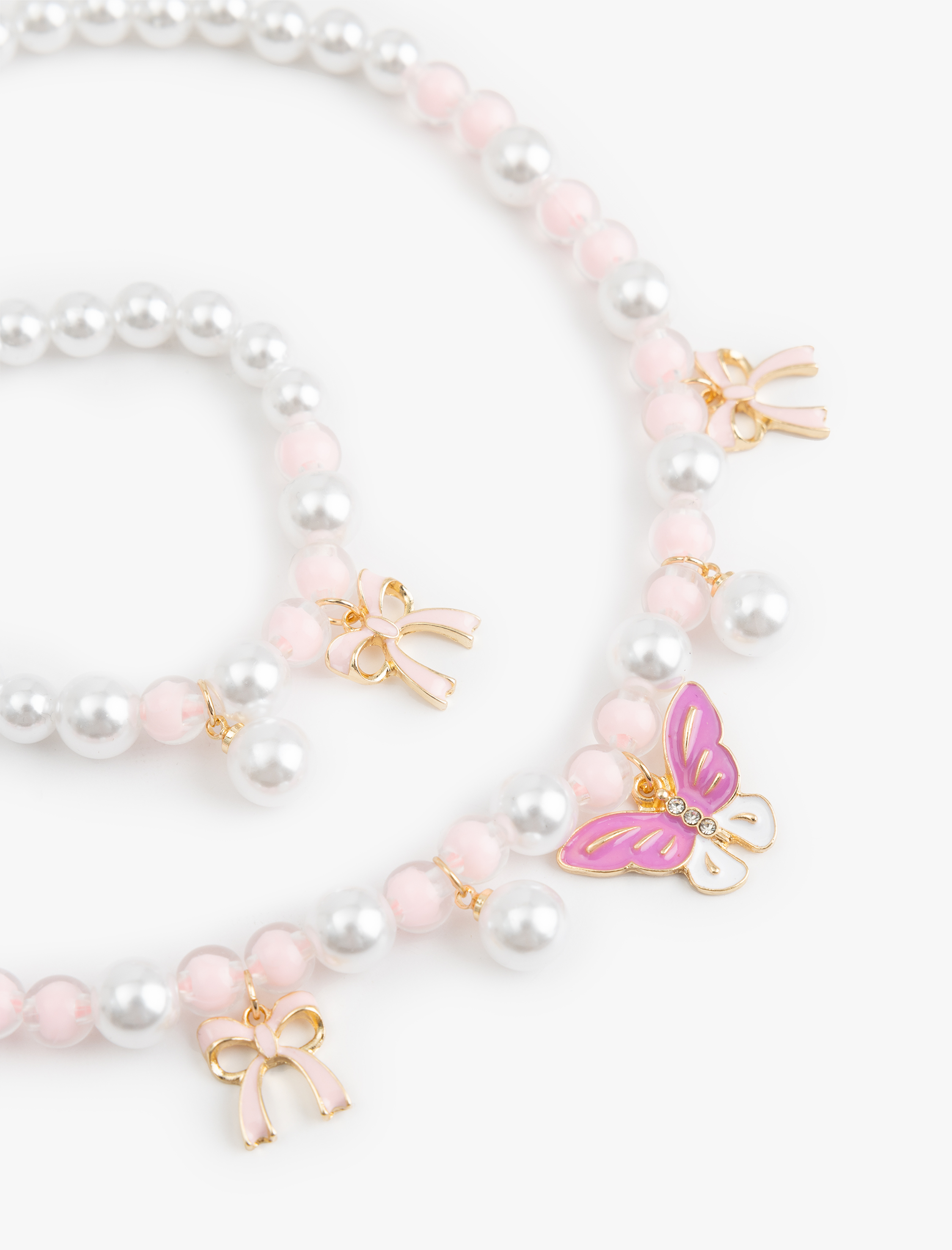  Kadın Boncuklu Kelebek Detaylı Kolye ve Bileklik Seti