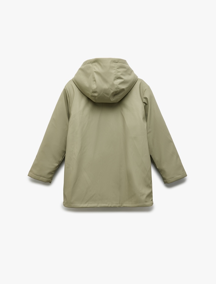 Kız Çocuk Bol Kalıp Fermuarlı İçi Peluş Kanguru Cepli Kapşonlu Kaban