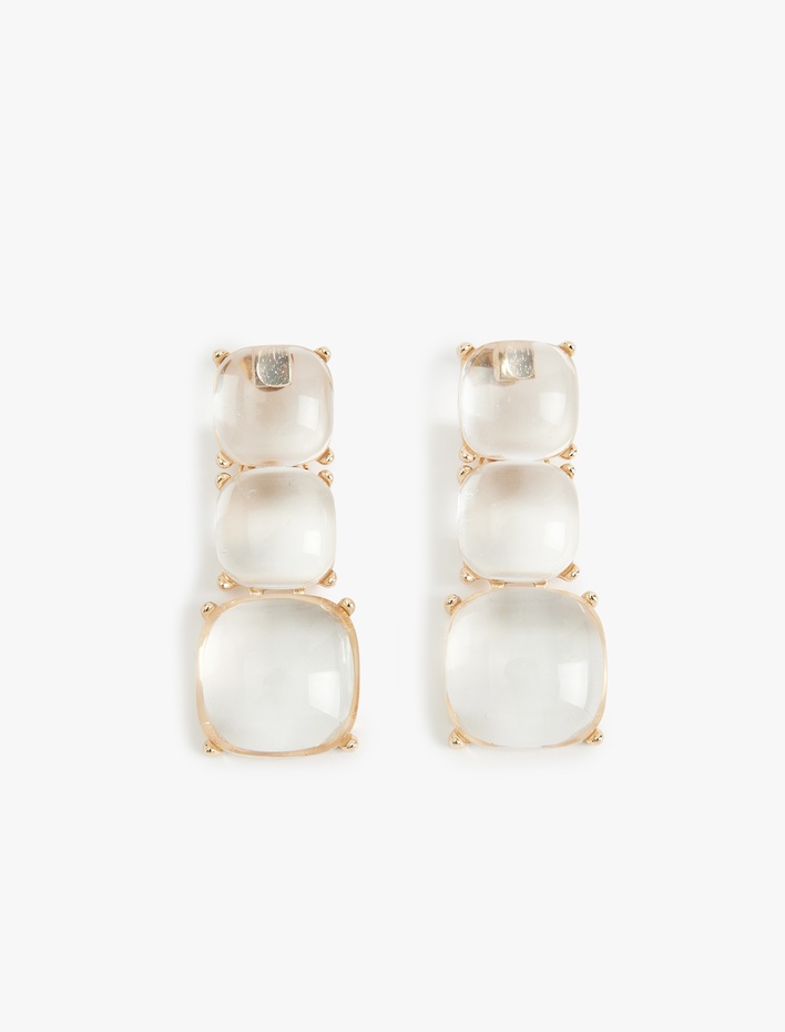 Kadın Sallantılı Büyük Boy Şeffaf Geometrik Küpe - Koton X Sima Tarkan