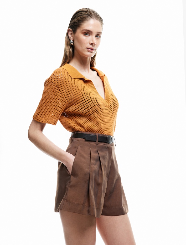  Koton X Sima Tarkan - Modal Kumaş Pile Detaylı Mini Cepli Şort