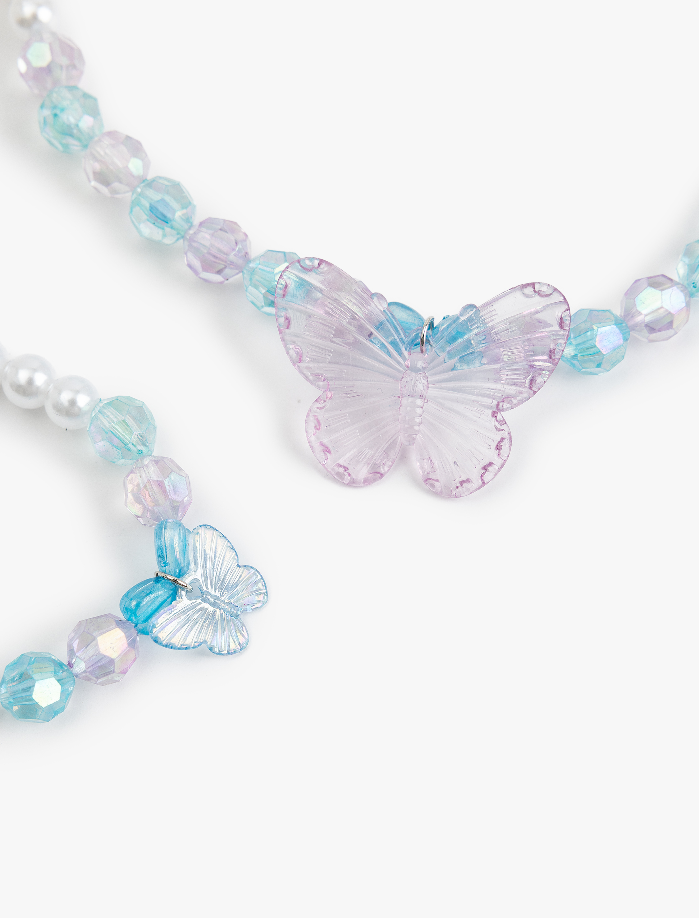  Kadın Boncuklu Kelebek Detaylı Bileklik ve Kolye Seti